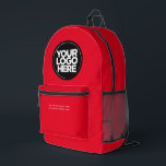 Red | Personalised Corporate Logo and Text Printed Backpack<br><div class="desc">Eyecatching Red | Personalised Corporate Logo and Text Modern Business Printed Backpack</div>