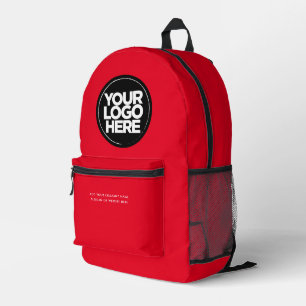 Red   Personalised Corporate Logo and Text Printed Backpack
