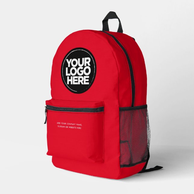 Red | Personalised Corporate Logo and Text Printed Backpack (Back Corner Right)