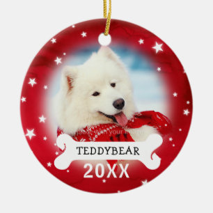 Red Personalised Dog Pet Photo Christmas Ornaments