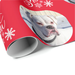 Red Personalised Dog Photo Wrapping Paper