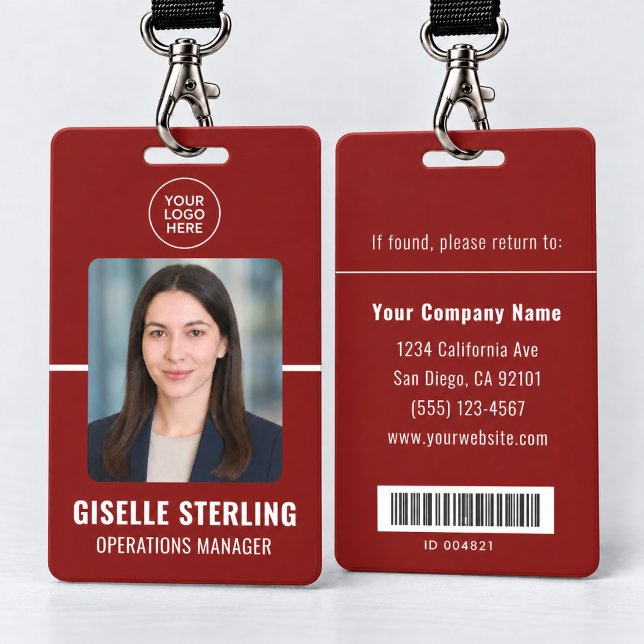 Red Personalised Employee Bar Code ID Card Badge (Creator Uploaded)