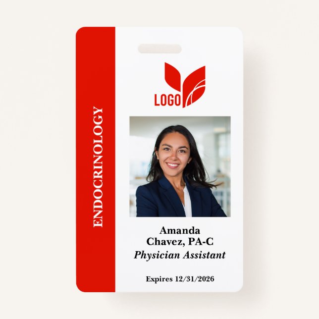 Red Personalised Employee ID Photo Name ID Badge (Front)