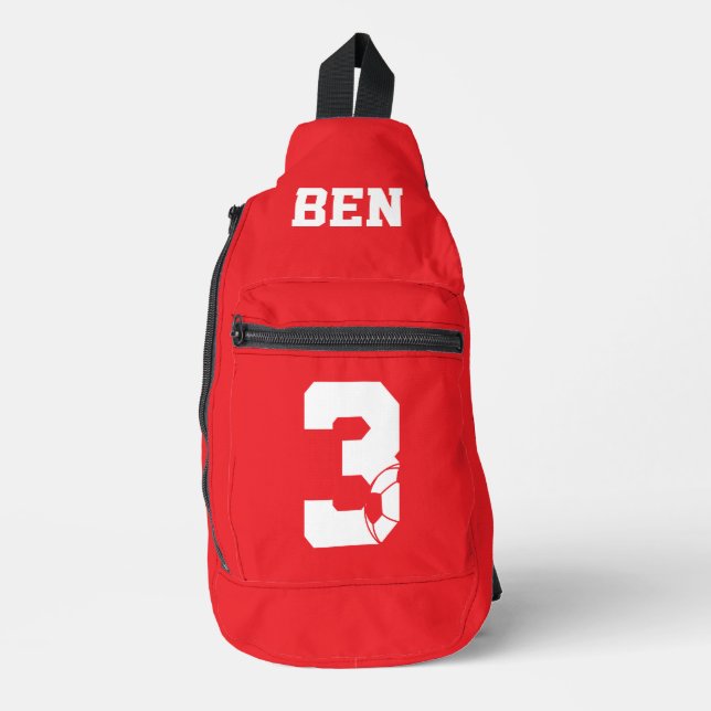 Red Personalised Football Boot Sling Bag (Front)