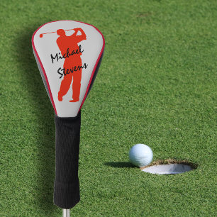 Red Personalised Golfer Golf Head Cover
