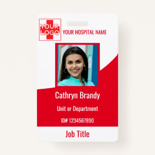 Red Personalised Hospital or Clinic Employee ID Badge