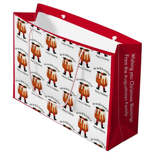 Red Personalised Merry Christmas Large Gift Bag (Front Angled)