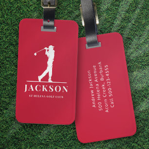 Red Personalised Monogram Golfer Luggage Tag