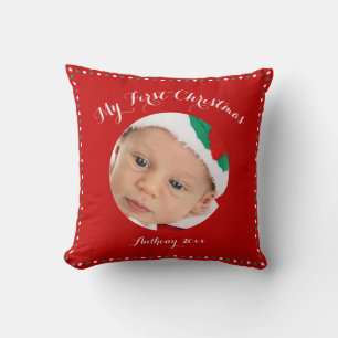 Red Personalised My First Christmas Pillows