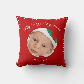 Red Personalised My First Christmas Pillows