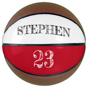 Red Personalised Name Ball Player Number Basketball