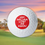 Red Personalised Name Funny Lost Golf Balls<br><div class="desc">Never mix up your balls again!  Personalise the name to create unique golf balls designed to put a wham,  bang,  zap into anyone's game. Designed by Thisisnotme©</div>