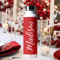 Red Personalised Name in Chic White Script