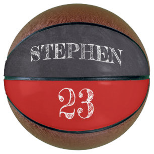 Red Personalised Name Number Chalkboard etching Basketball