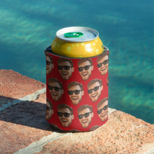 Red Personalised Party Supplies With Face Can Cooler