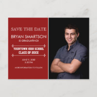 Red Personalised Photo Graduation Save the Date