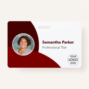 Red Personalised Photo, Logo, Barcode Employee ID Badge