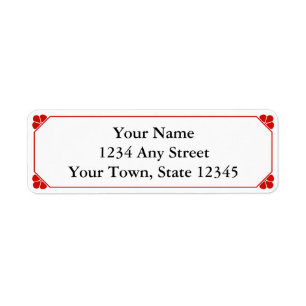 Red Personalised Printed Return Address Labels