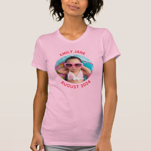 Red Personalised Round Family Photo T-Shirt
