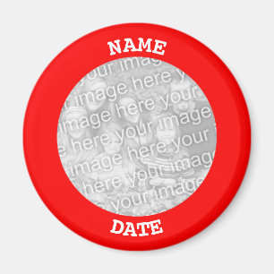 Red Personalised Round Photo Border Magnet