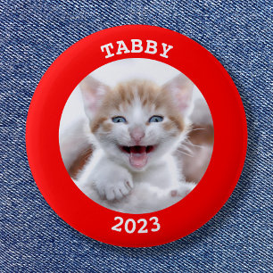 Red Personalised Round Photo Frame 6 Cm Round Badge