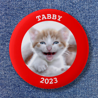 Red Personalised Round Photo Frame 6 Cm Round Badge