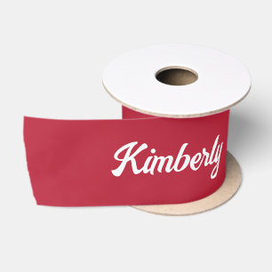 Red Personalised Script Name School Satin Ribbon