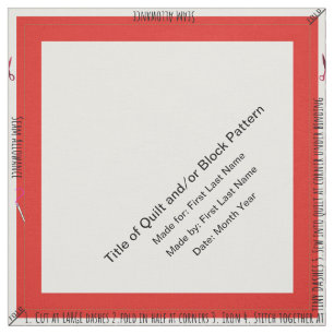 Red Personalised Simple Quilt Label Corner Fabric