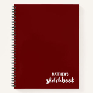Red Personalised Sketchbook Your Name Notebook