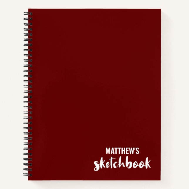  Red Personalised Sketchbook Your Name  Notebook (Front)