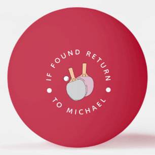 Red Personalised Text and Name Graphic Ping Pong Ball