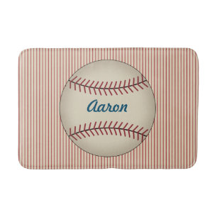 Red Personalised Vintage Baseball Bath Mat