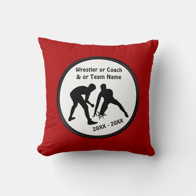 Red Personalised Wrestling Gifts for Seniors, Team Cushion (Front)