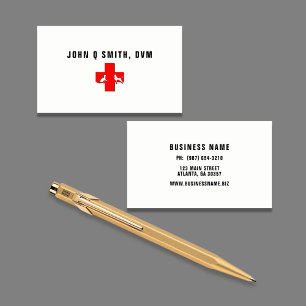 Red Pet Care Cross Veterinarian Business Card