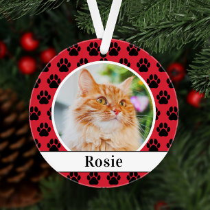 Red Pet Monogram   Holiday Photo Ornament