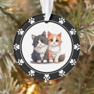 Red Pet Paw Prints Cat Ornament