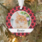 Red Pet Paw Prints Custom Cat Name Photo