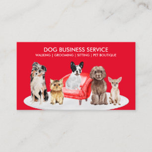 Red Pet Sitter Dogs Chair Home Hotel Business Card