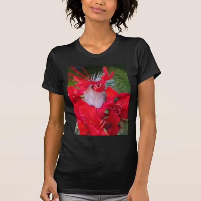 Red Petal Feather Art Print T-Shirt (Front)