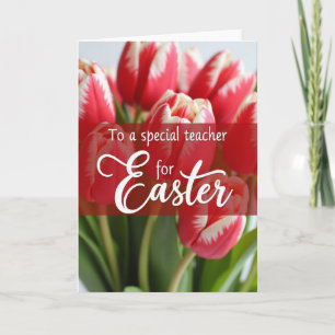 Red Petal Teacher Easter Card