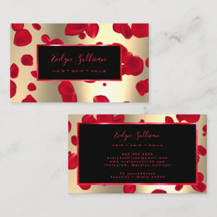 Red Petals Faux Gold Foil Business Card