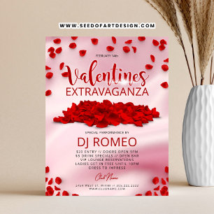 Red Petals Pink Valentine's Day Extravaganza Event Flyer
