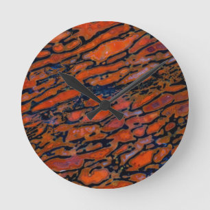 Red Petrified dinosaur bone Round Clock