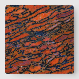 Red Petrified dinosaur bone Square Wall Clock