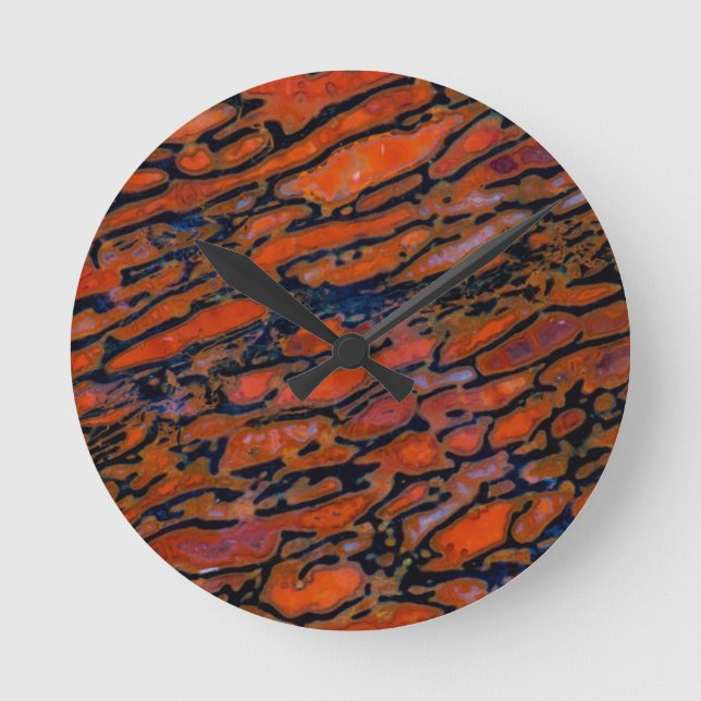 Red Petrified dinosaur Round Clock (Front)