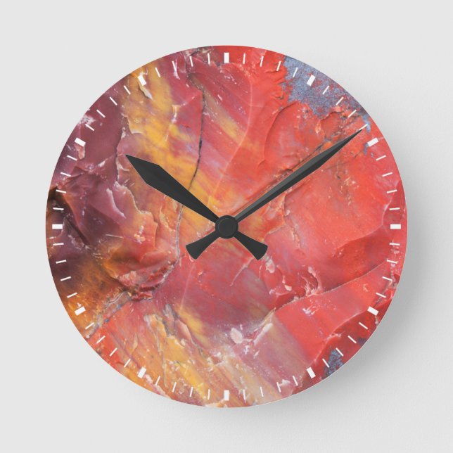 Red Petrified wood detail, Arizona Round Clock (Front)