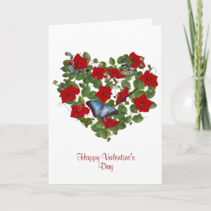 red petunia and ivy heart  Valentine Card