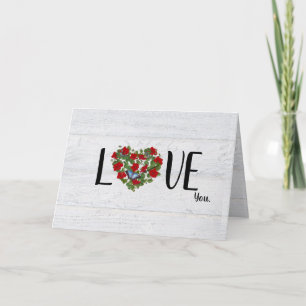 Red petunia and ivy Valentine heart Card