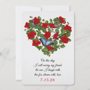 Red Petunia and Ivy Wedding Invite
