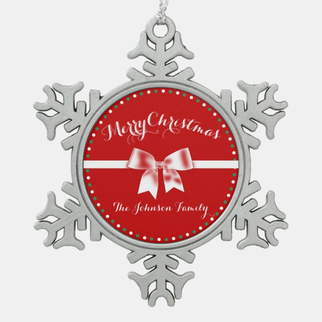 Red Pewter Personalised Christmas Ornaments (Front)